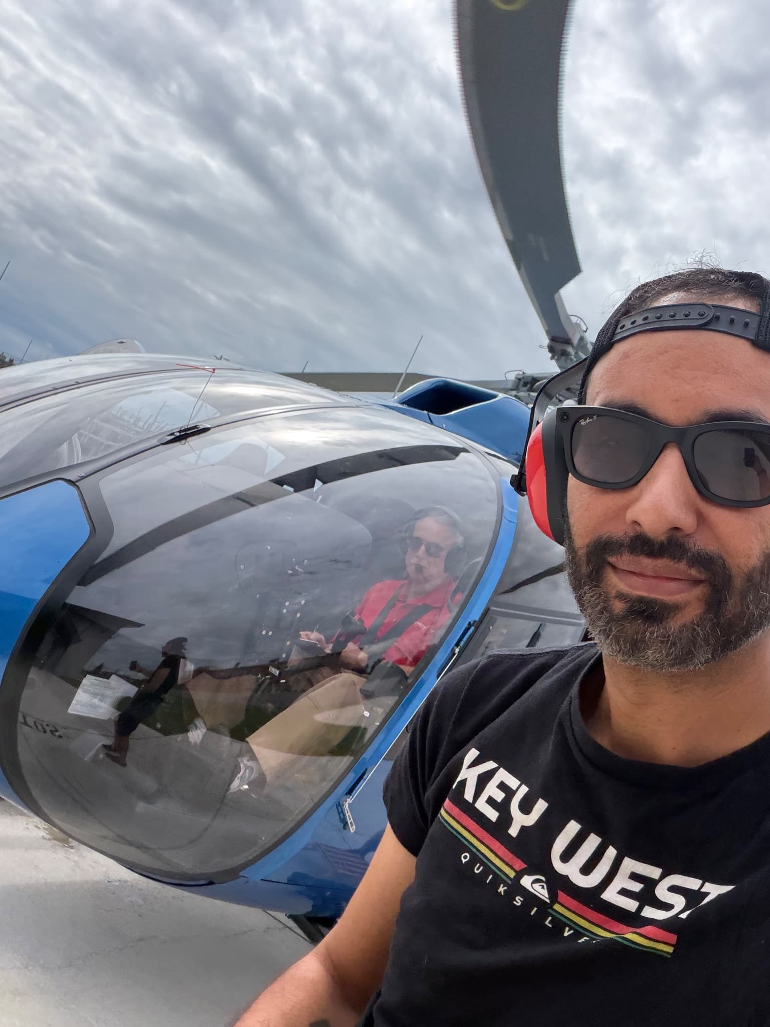 Alex Fernandes on a helicopter ride