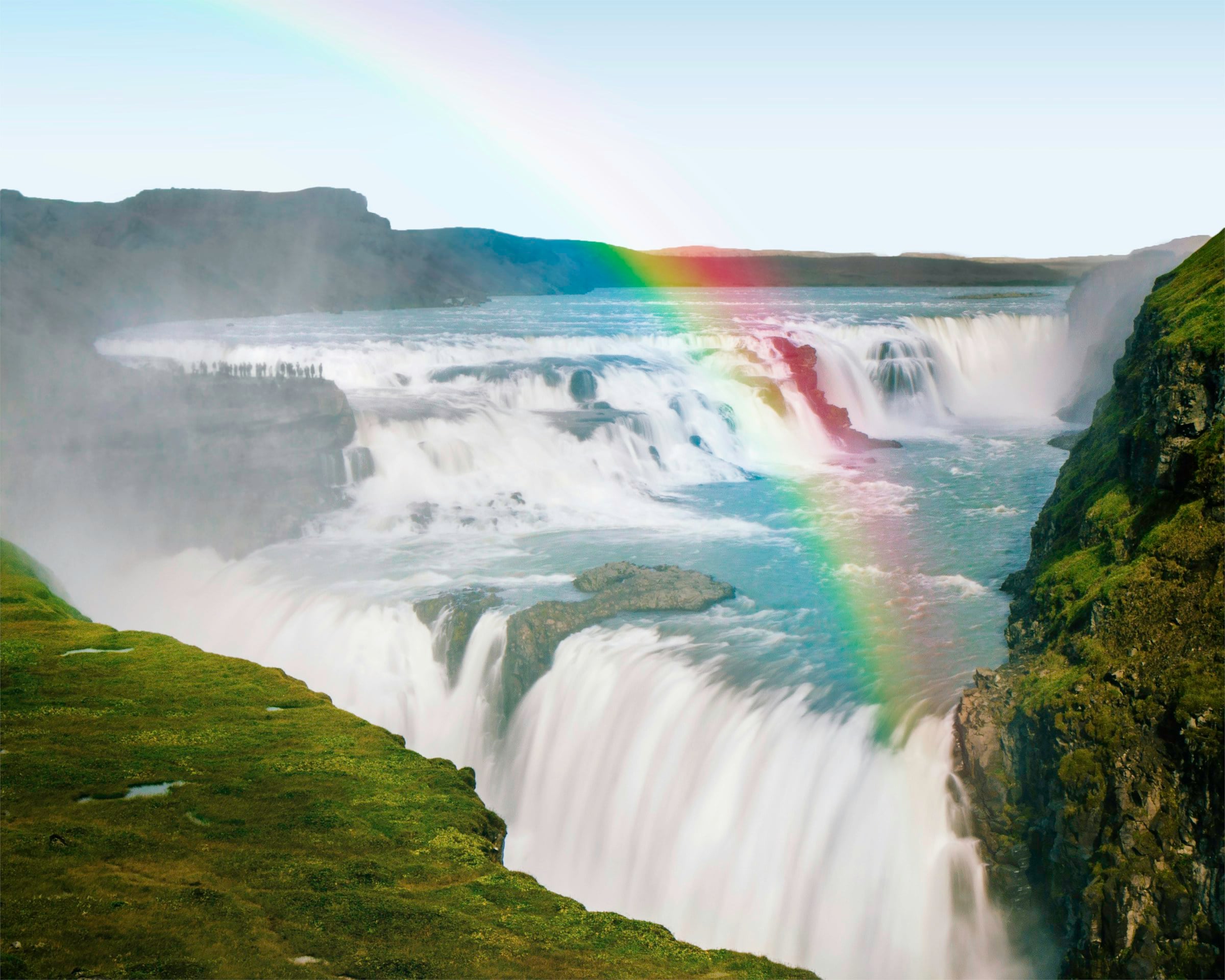 Gullfoss waterfall with a rainbow on the Golden Circle